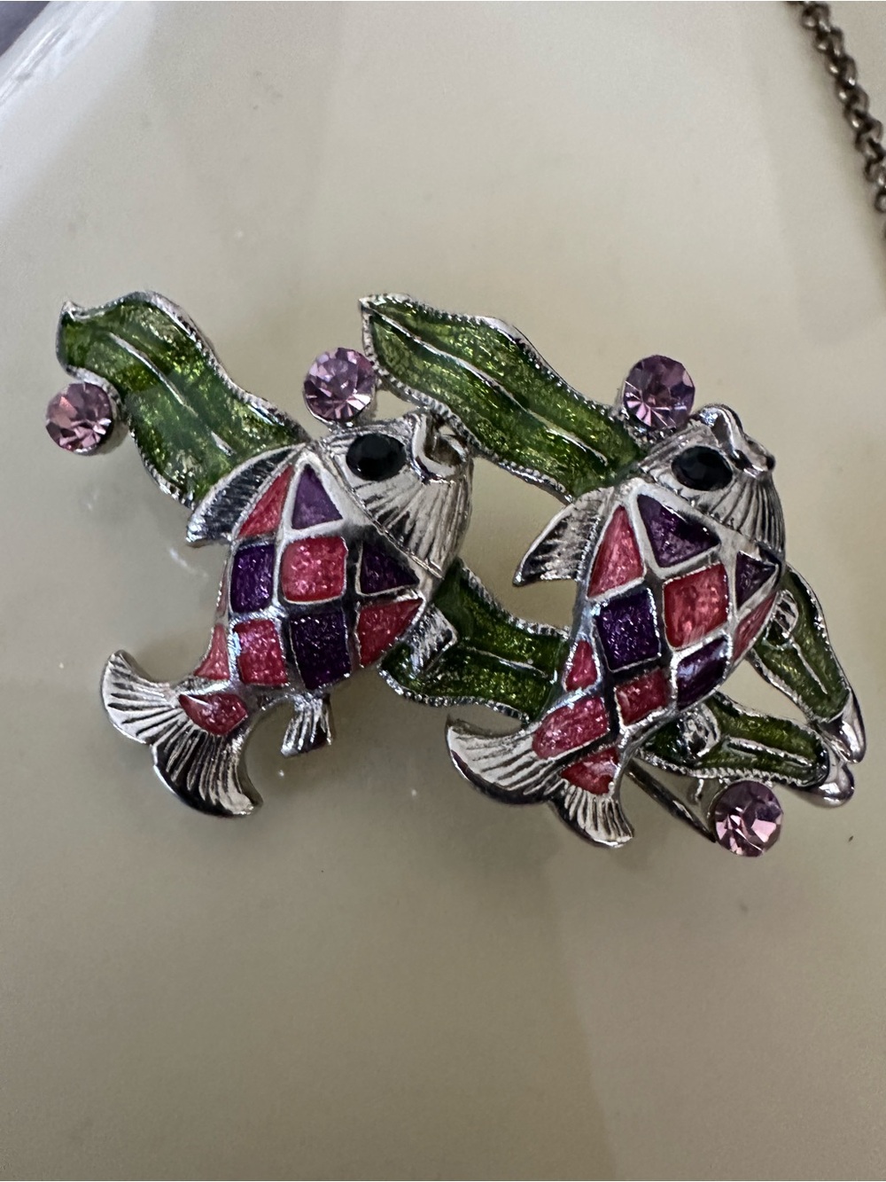 Vintage koi enamel fish  brooch